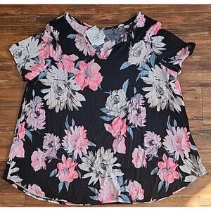 Mint Pineapple Boutique XXXL Dark Floral Top